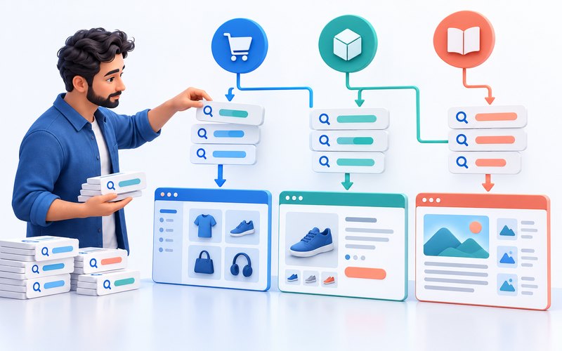 تحقیق کلیدواژه فروشگاه اینترنتی؛ هر عبارت را به صفحهٔ درست وصل کنید